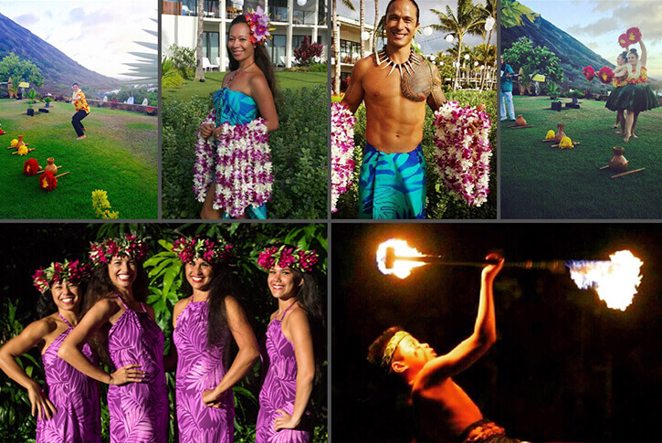collage of hula entertainment photos
