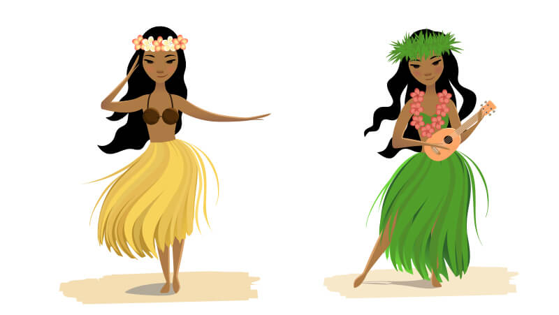 fun graphics of hula dancers